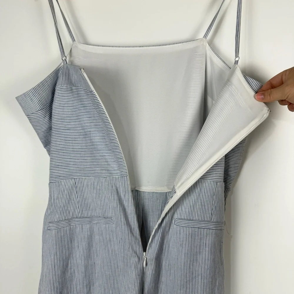 NWT Banana Republic Wide Leg Jumpsuit Nautical Pinstripe Linen Cotton Blend 12 - Picture 8 of 12